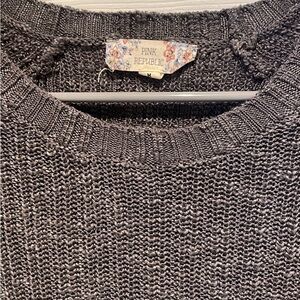 Pink Republic Charcoal Textured Crewneck Sweater